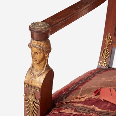 Lot 52 - A Pair of Continental Neoclassical Giltwood and Gilt Bronze Mounted Mahogany Fauteuils