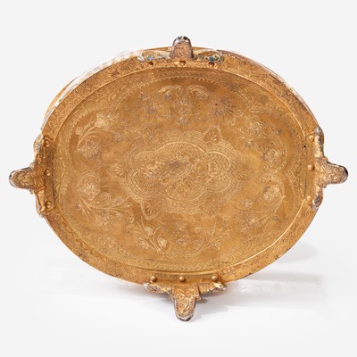 Lot 13 - A Renaissance Revival Etched Glass, Enamel, and Silver Gilt Mounted Casket