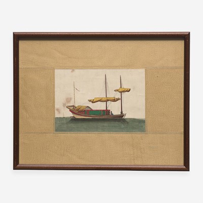 Lot 89 - A Suite of Eight Chinese Export Paintings of Junks and Vessels