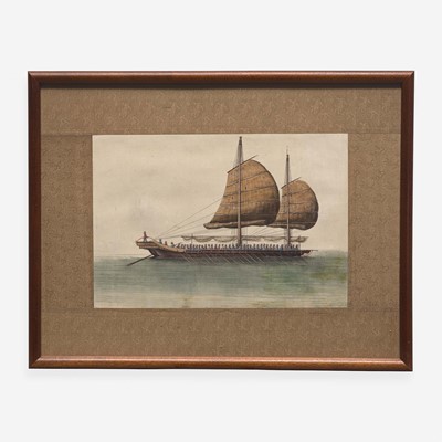 Lot 89 - A Suite of Eight Chinese Export Paintings of Junks and Vessels