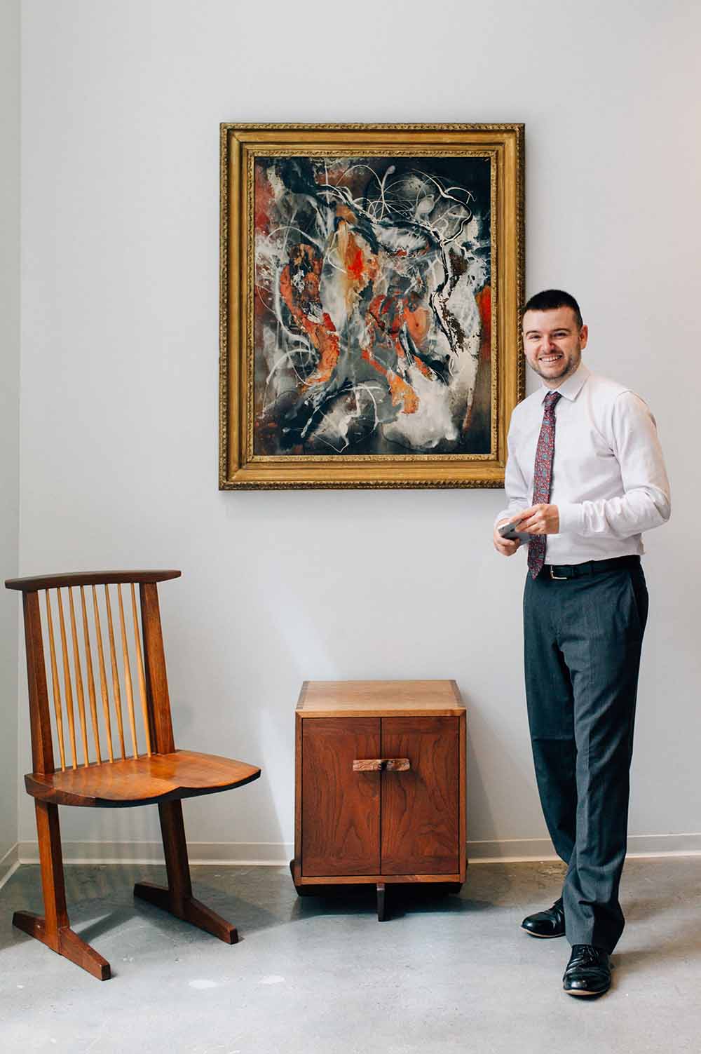 Anne Henry sitting in the Modern and Contemporary Art Auction