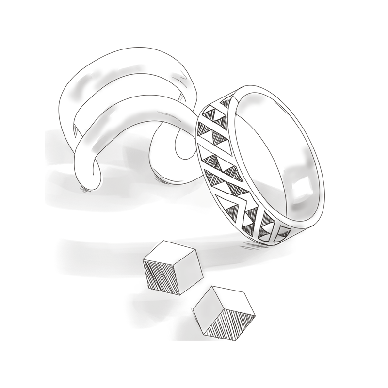 an illustration of bracelets and earrings